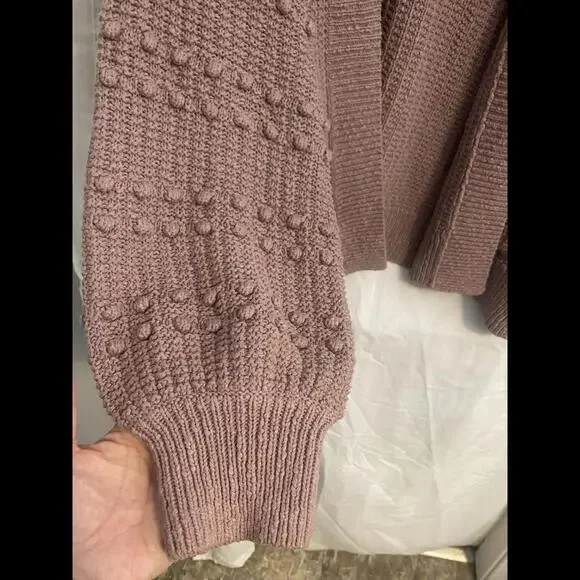 Madewell Bobble Cardigan Sweater Women's Large Dusty Rose Pink Open Front - Picture 5 of 7